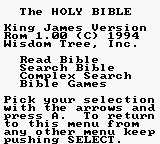 King James Bible title screen for GameBoy